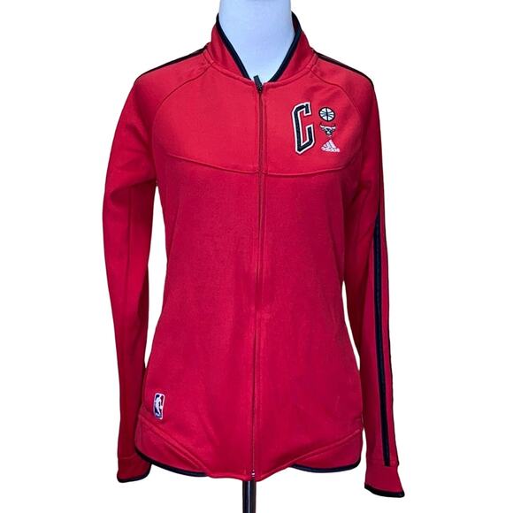 Adidas NBA Chicago Bulls Embroidered Red Zip Up Jacket Small - Picture 1 of 10